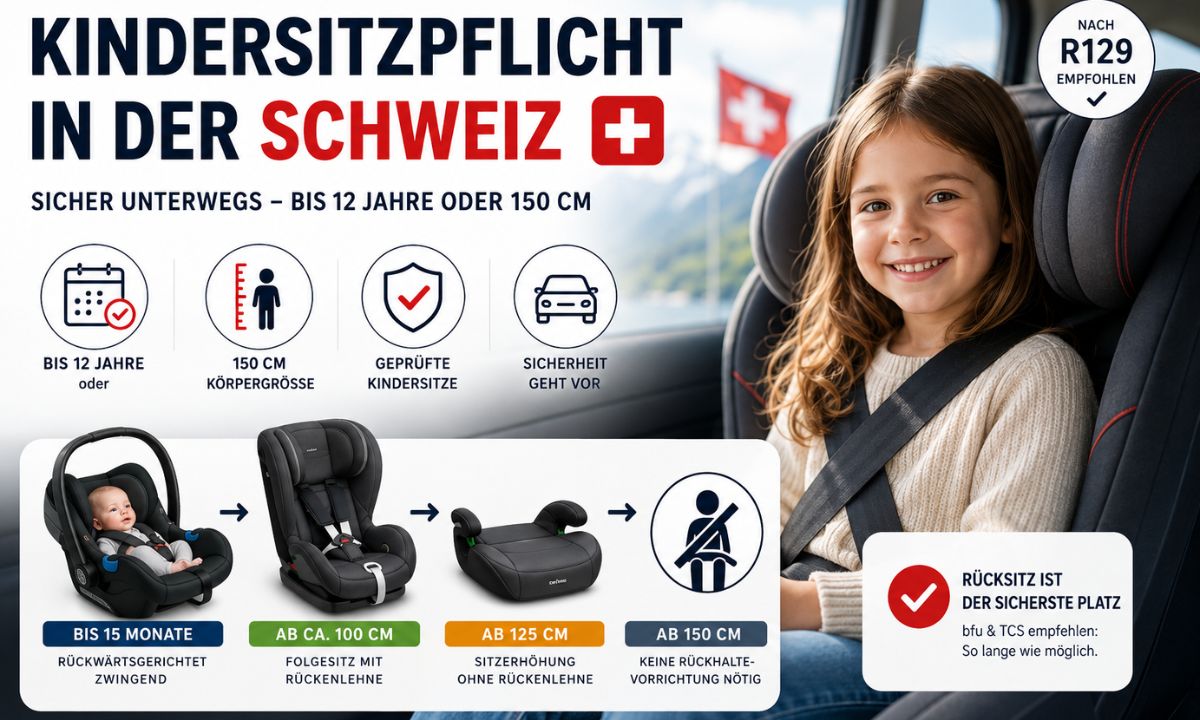Kindersitz Vorschriften Schweiz: Welcher Sitz ab welcher Grösse?