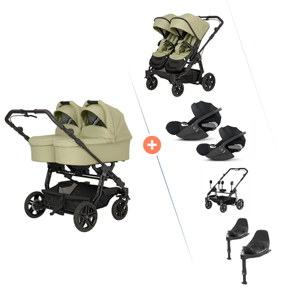 Hartan Two Select Outdoor Zwillingskinderwagen Set | Mit 2× Cybex Cloud T Plus & Base T, Kollektion 2026