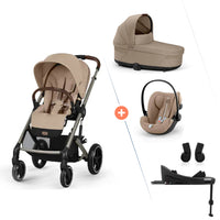 Cybex Balios S Lux 4-in-1 Kombikinderwagen Reiseset mit Cloud G i-Size in Almond Beige