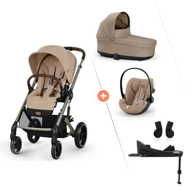 Cybex Balios S Lux 4-in-1 Kombikinderwagen Reiseset mit Cloud G i-Size in Almond Beige