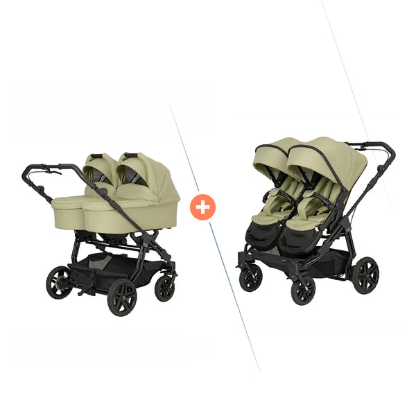 Hartan Two Select Outdoor Zwillingskinderwagen Set | Mit Handbremse & 2× Babywanne, Kollektion 2026