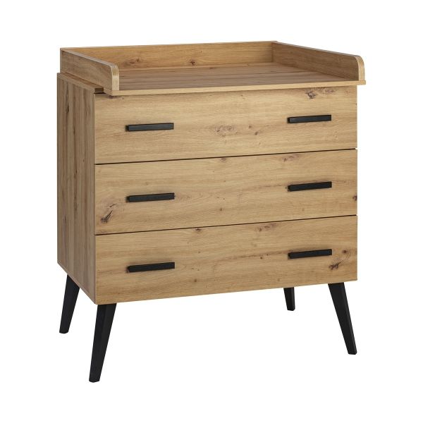 Schardt Wickelkommode Morris Oak – 3 Schubladen, Dekor Artisan Oak