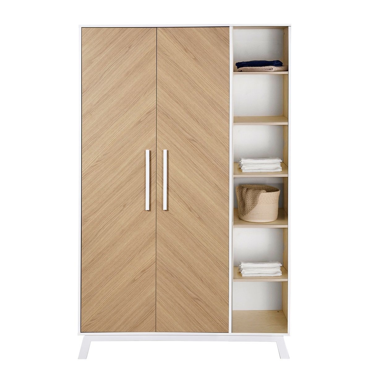 Schardt FISHBONE Schrank 2 Türen mit Seitenregal, Vicenza Oak / Clay