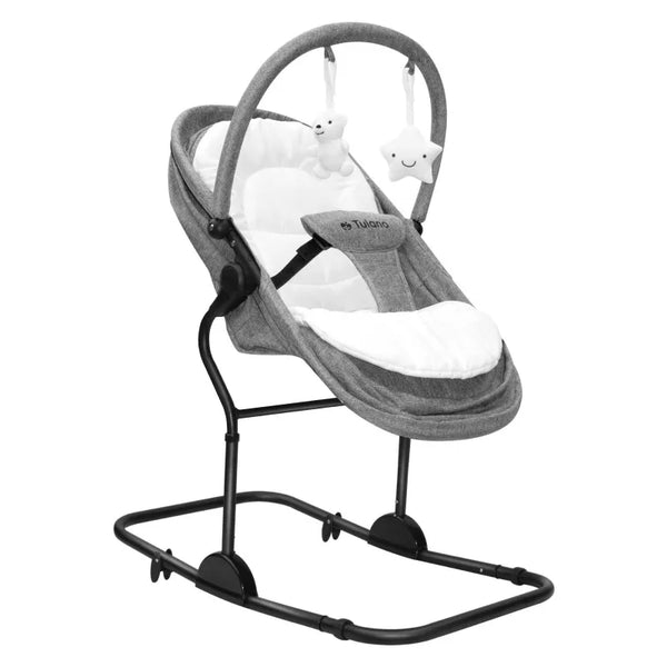 Tulano Moon 35 Babywippe 4-in-1 Grau mit 5 Höhenstufen und Leinenbezug