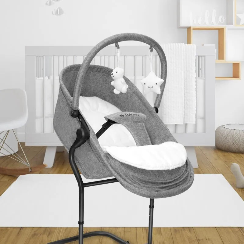 Tulano Moon 35 Babywippe 4-in-1 Grau mit 5 Höhenstufen und Leinenbezug