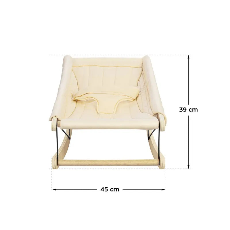 Tulano Moon 45 Holzwippe 2-in-1 Natur mit Spielbogen und Baumwollbezug