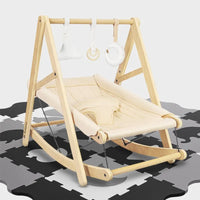 Tulano Moon 45 Holzwippe 2-in-1 Natur mit Spielbogen und Baumwollbezug