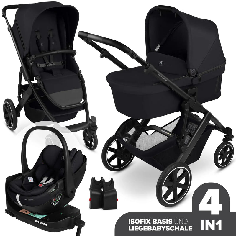 ABC Design Kinderwagen 4in1 Set Salsa Core inkl. Babyschale Calla mit Liegefunktion & Isofix Base 360