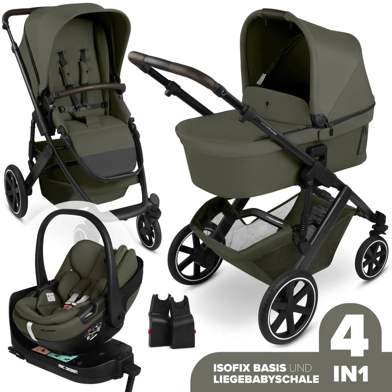 ABC Design Kinderwagen 4in1 Set Salsa Core inkl. Babyschale Calla mit Liegefunktion & Isofix Base 360