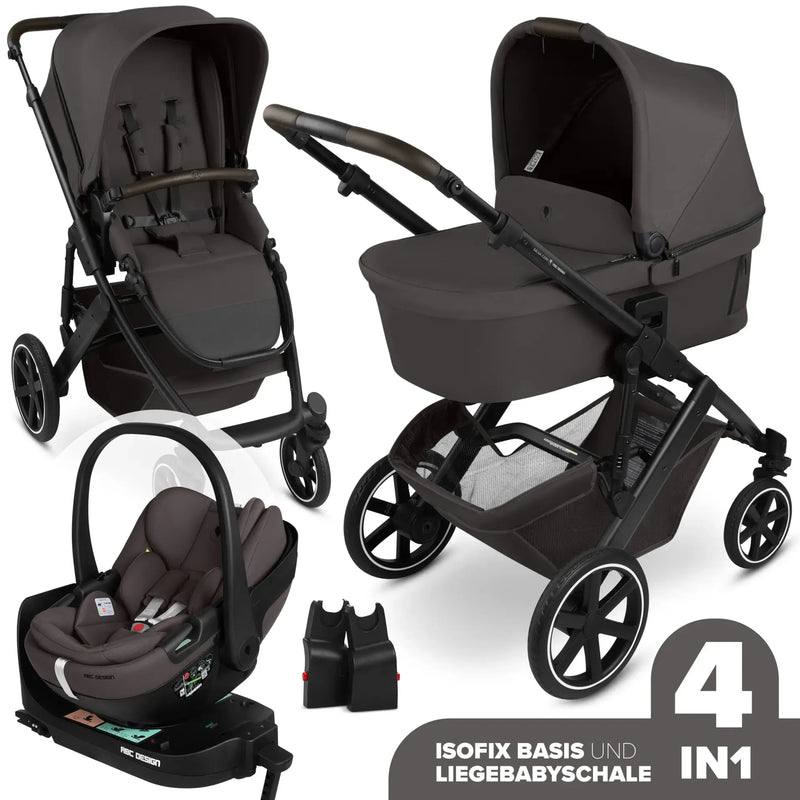 ABC Design Kinderwagen 4in1 Set Salsa Core inkl. Babyschale Calla mit Liegefunktion & Isofix Base 360