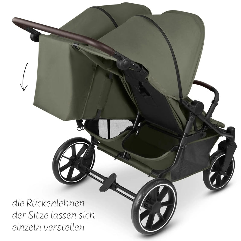 ABC Design Geschwister- & Zwillingskinderwagen Bayamo mit Liegeposition, Knickschieber – Pea – Ansicht 6