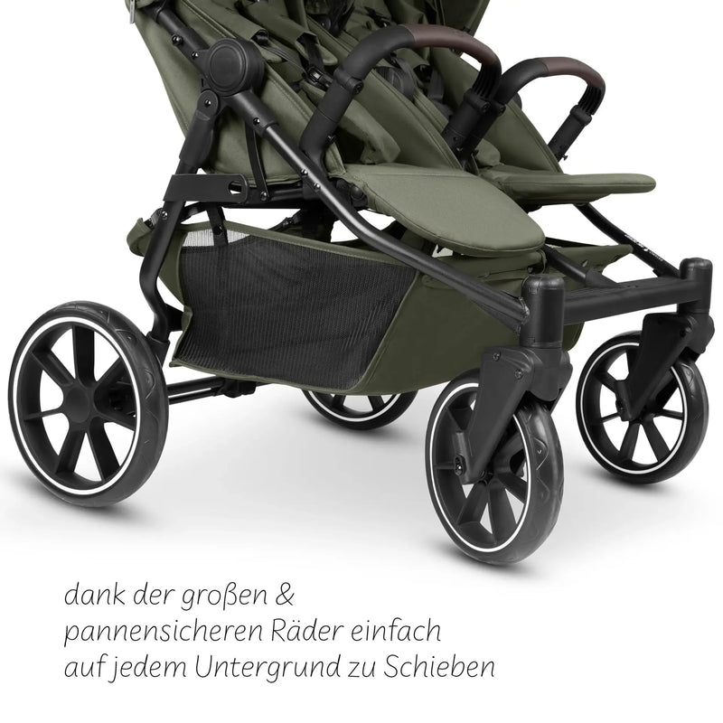 ABC Design Geschwister- & Zwillingskinderwagen Bayamo mit Liegeposition, Knickschieber – Pea – Ansicht 7
