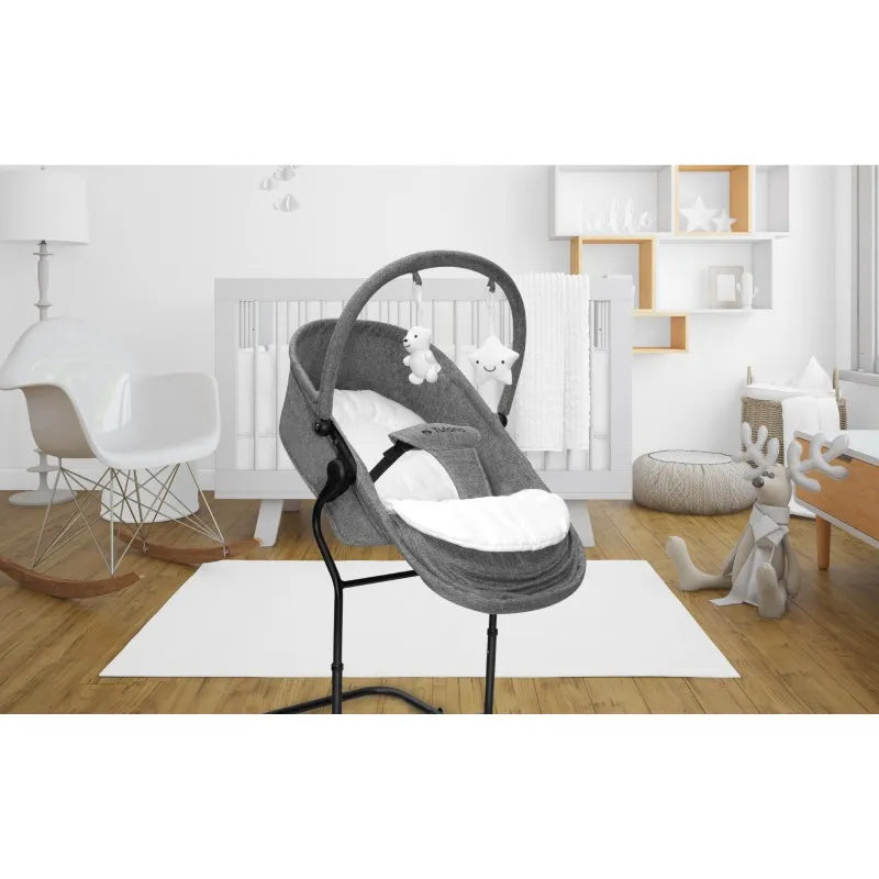 Tulano Moon 35 Babywippe 4-in-1 Grau mit 5 Höhenstufen und Leinenbezug