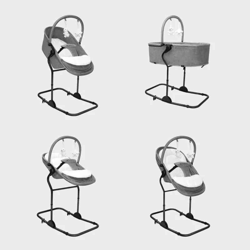 Tulano Moon 35 Babywippe 4-in-1 Grau mit 5 Höhenstufen und Leinenbezug