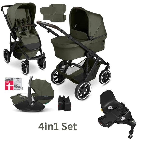 ABC Design 4in1 Kinderwagen-Set Salsa 5 Air inkl. Babyschale Maxi Cosi Pebble 360 Pro 2 und FamilyFix 360 Pro