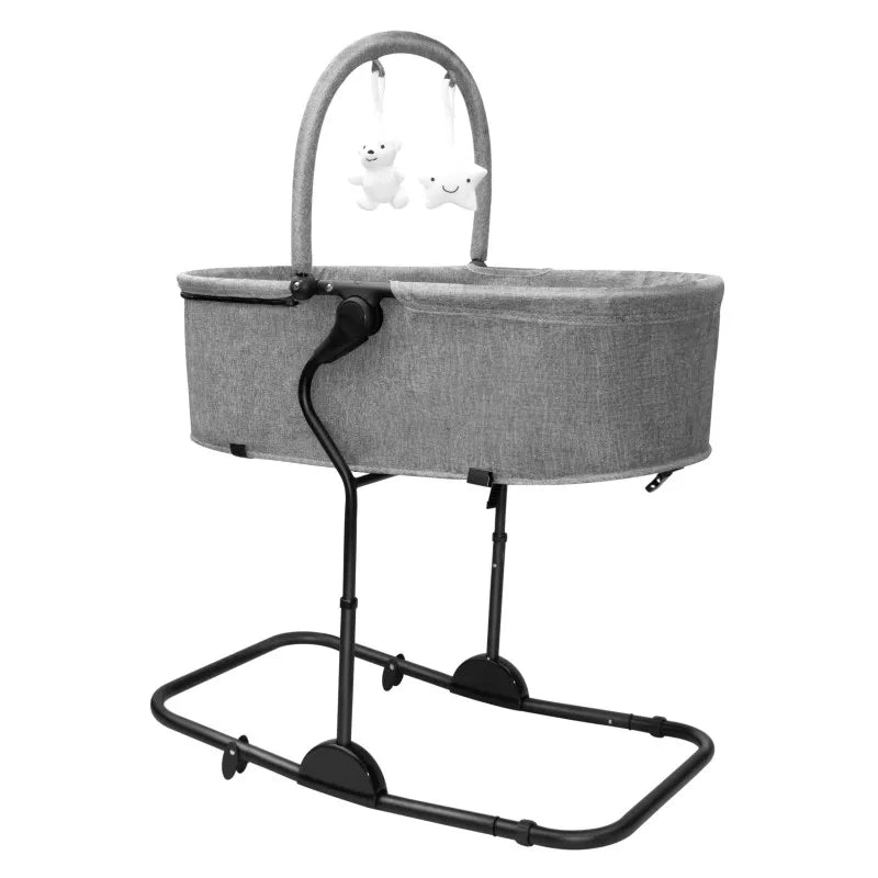 Tulano Moon 35 Babywippe 4-in-1 Grau mit 5 Höhenstufen und Leinenbezug