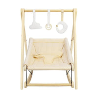 Tulano Moon 45 Holzwippe 2-in-1 Natur mit Spielbogen und Baumwollbezug