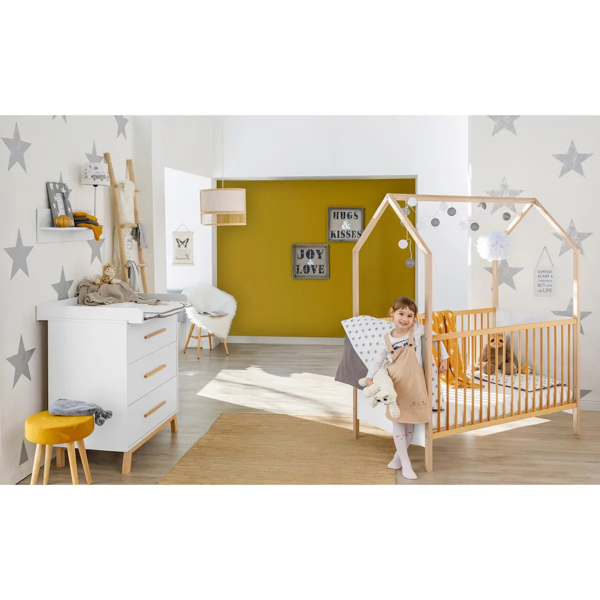 2-tlg. Babyzimmer Venice mit Babybett Haus white / geölt