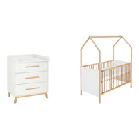 2-tlg. Babyzimmer Venice mit Babybett Haus white / geölt