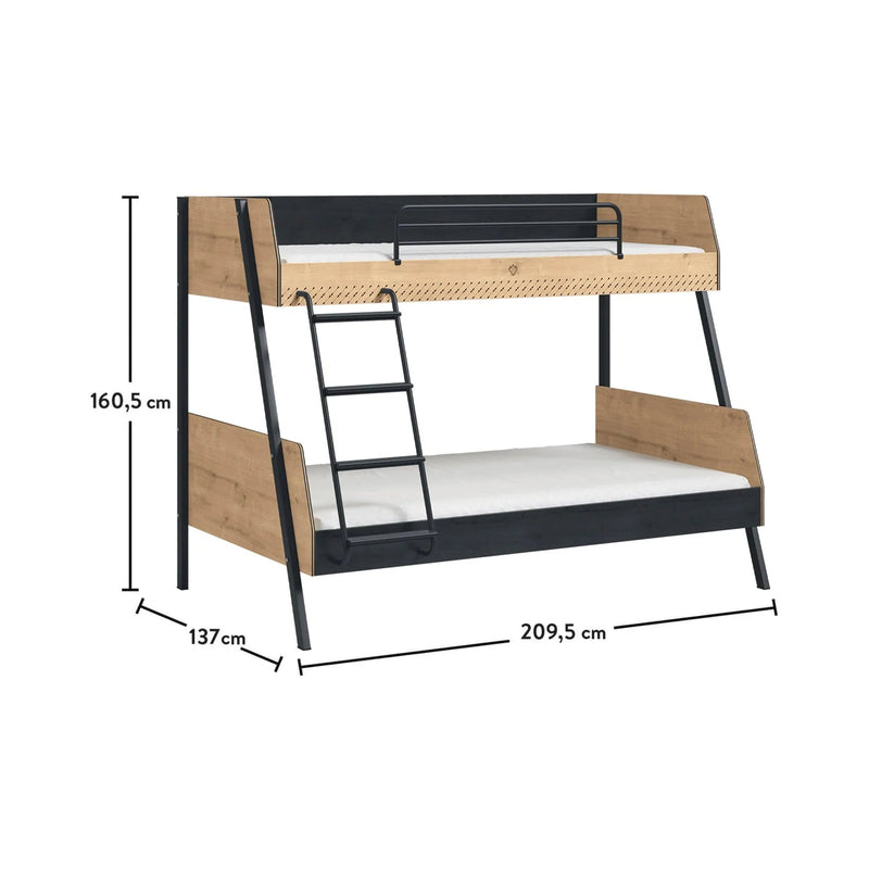 Cilek Etagenbett Set mit Matratze (Dark Metal)
