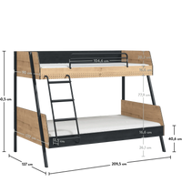 Cilek Etagenbett Set mit Matratze (Dark Metal)