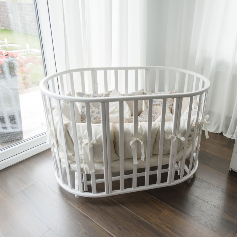 KOTTO OLIN Babybett Buche Oval mit Matratze – Weiss – Ansicht 21