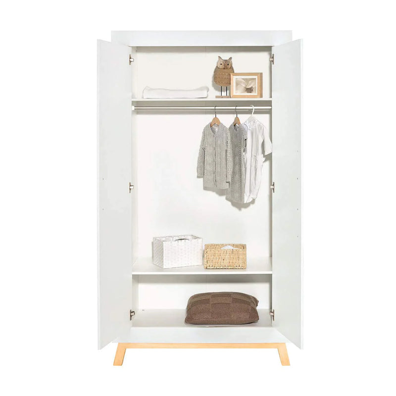 Schardt Kleiderschrank Miami White 2-türig, weiß/Buche geölt