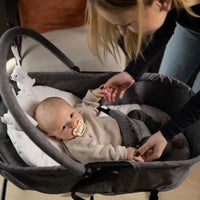 Tulano Moon 35 Babywippe 4-in-1 Grau mit 5 Höhenstufen und Leinenbezug