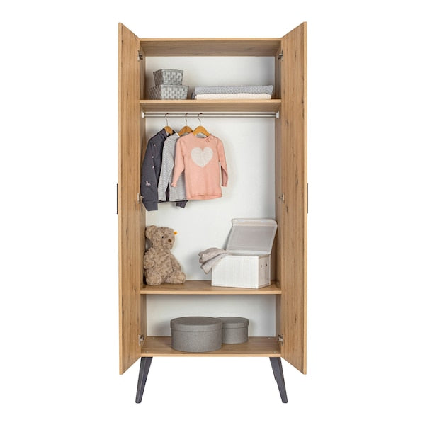 3-tlg. Babyzimmer Morris Oak mit 2-türigem Kleiderschrank