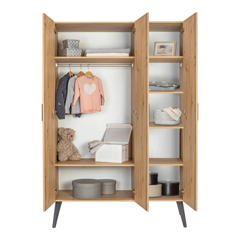 3-tlg. Babyzimmer Morris Oak mit 3-türigem Kleiderschrank