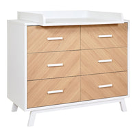 3-tlg. Babyzimmer Venice Fishbone White mit 2-türigem Kleiderschrank mit Seitenregal