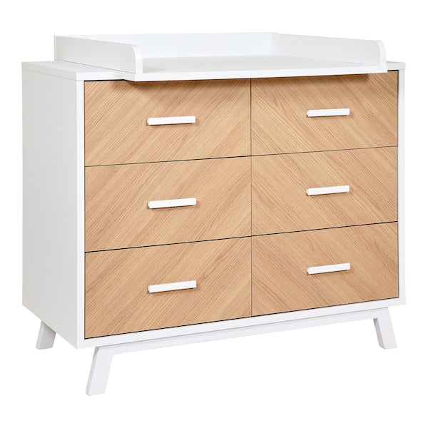 3-tlg. Babyzimmer Venice Fishbone White mit 2-türigem Kleiderschrank mit Seitenregal