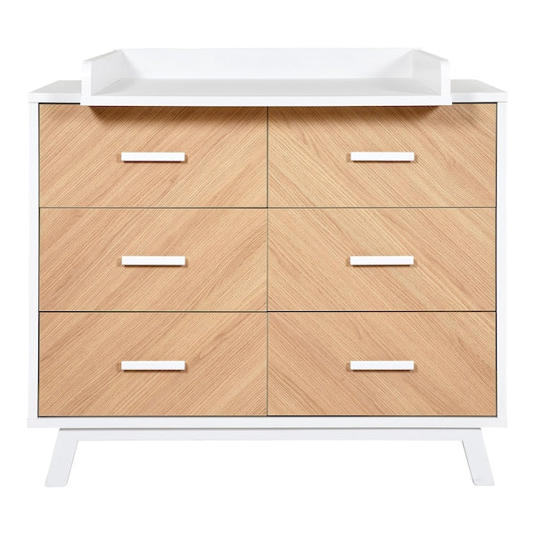 3-tlg. Babyzimmer Venice Fishbone White mit 2-türigem Kleiderschrank mit Seitenregal