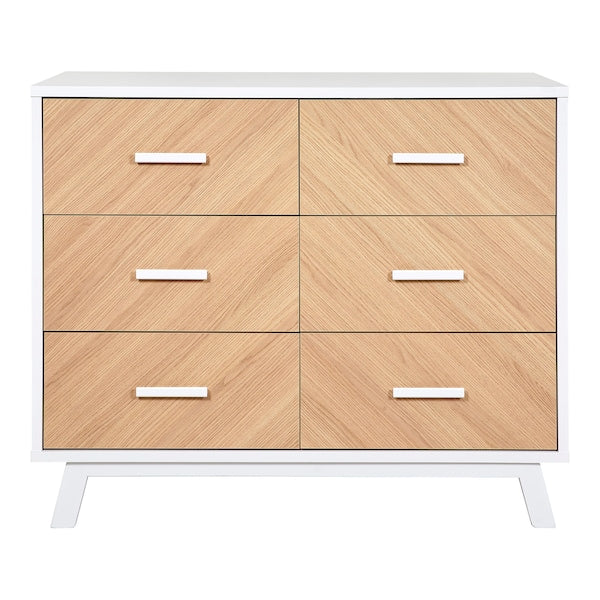 3-tlg. Babyzimmer Venice Fishbone White mit 2-türigem Kleiderschrank mit Seitenregal