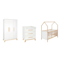 Schardt 3-tlg. Babyzimmer Venice mit Babybett Haus white / Buche geölt