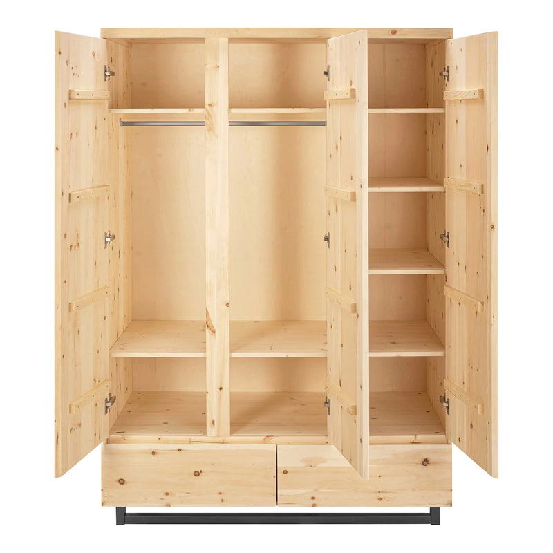 Schardt Zirbenholz Kleiderschrank 3 Türen, 2 Schubladen
