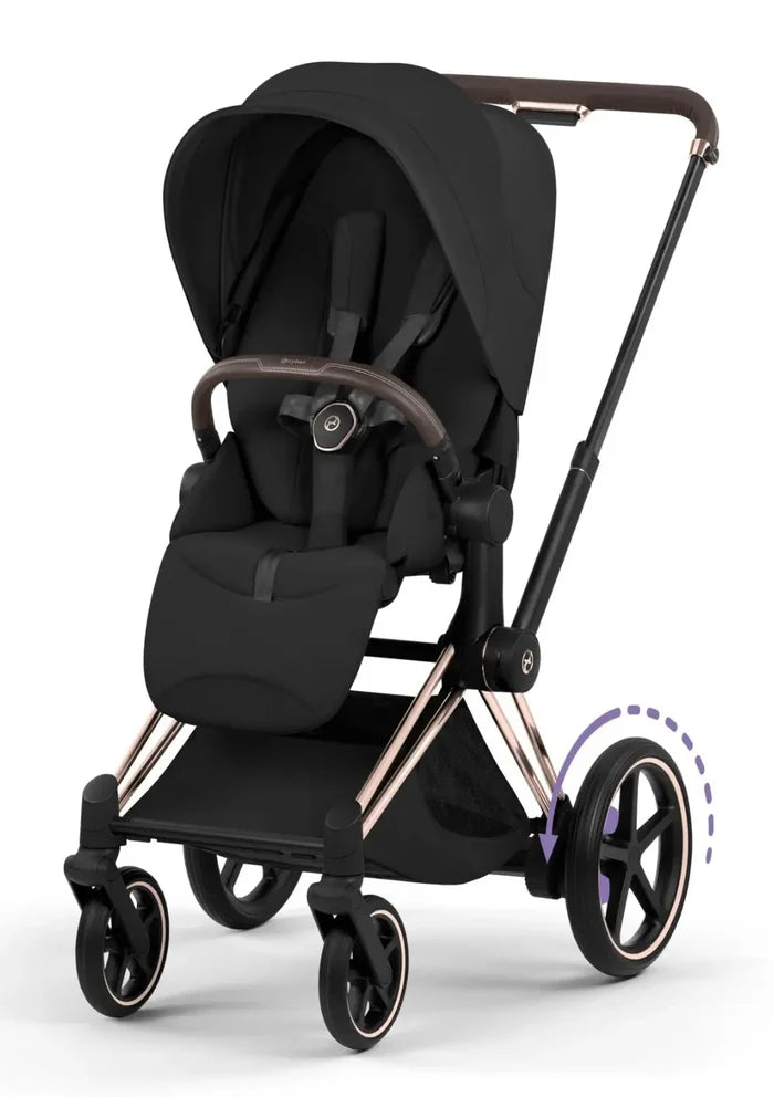 CYBEX e-Priam Style Collection Rosegold Rahmen 4in1 Set Faltbare Babywanne & Cloud T i-Size Plus mit Base T 360