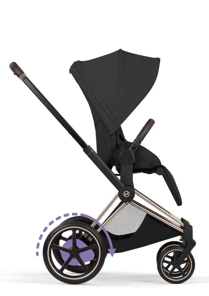 CYBEX e-Priam Style Collection Rosegold Rahmen 4in1 Set Faltbare Babywanne & Cloud T i-Size Plus mit Base T 360