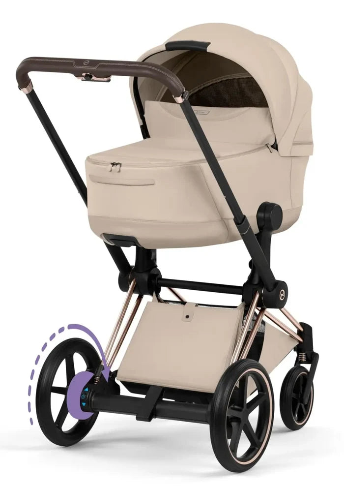 CYBEX e-Priam Style Collection Rosegold Rahmen 4in1 Set Faltbare Babywanne & Cloud T i-Size Plus mit Base T 360
