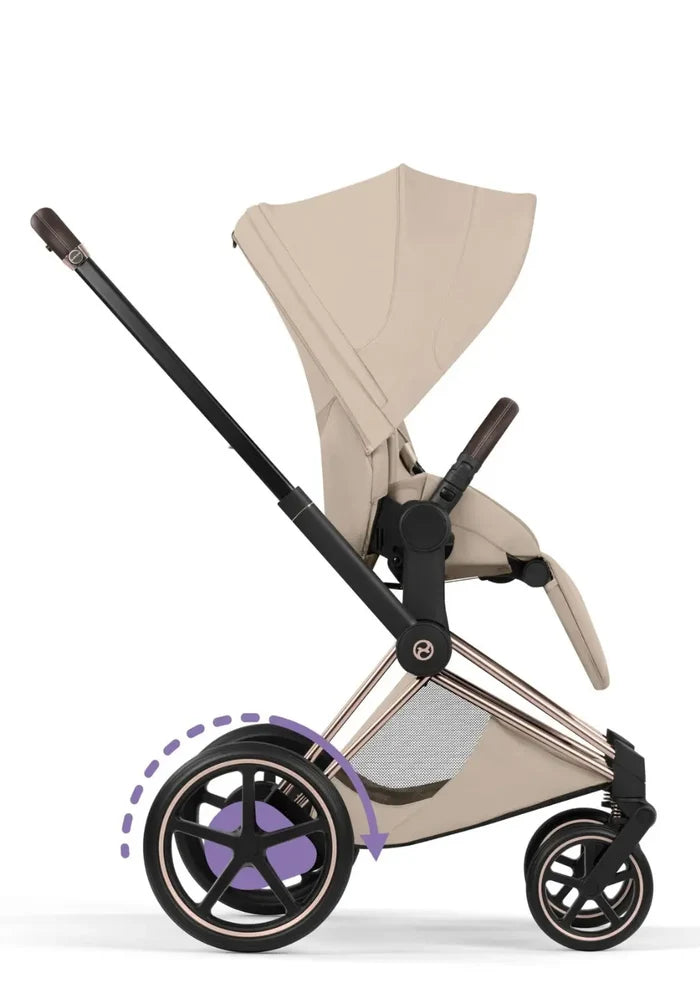 CYBEX e-Priam Style Collection Rosegold Rahmen 4in1 Set Faltbare Babywanne & Cloud T i-Size Plus mit Base T 360