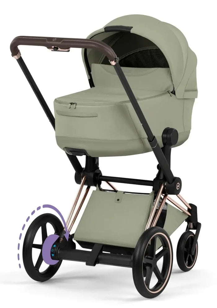 CYBEX e-Priam Style Collection Rosegold Rahmen 4in1 Set Faltbare Babywanne & Cloud T i-Size Plus mit Base T 360