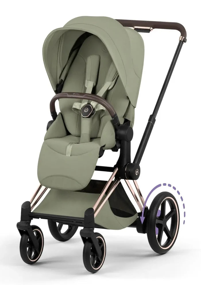CYBEX e-Priam Style Collection Rosegold Rahmen 4in1 Set Faltbare Babywanne & Cloud T i-Size Plus mit Base T 360