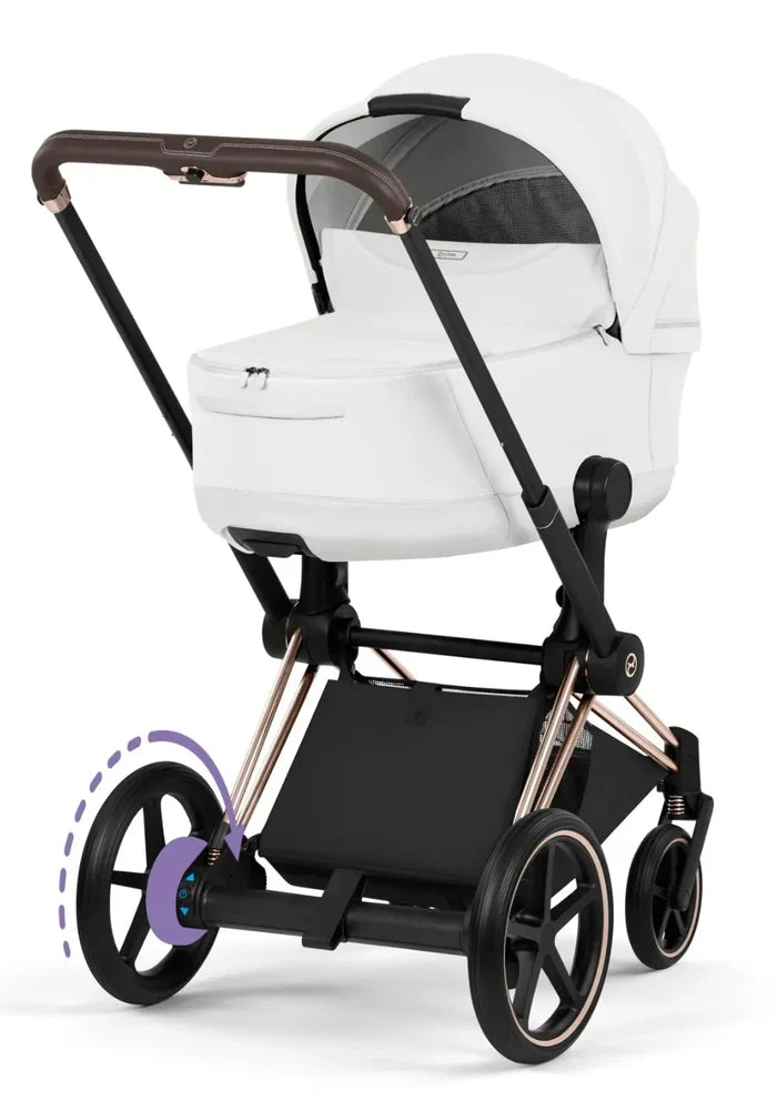 CYBEX e-Priam Style Collection Rosegold Rahmen 4in1 Set Faltbare Babywanne & Cloud T i-Size Plus mit Base T 360