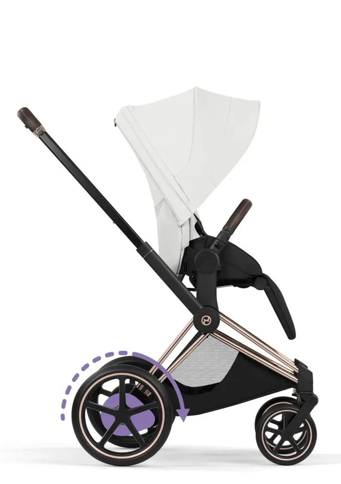 CYBEX e-Priam Style Collection Rosegold Rahmen 4in1 Set Faltbare Babywanne & Cloud T i-Size Plus mit Base T 360