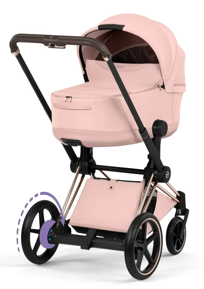 CYBEX e-Priam Style Collection Rosegold Rahmen 4in1 Set Faltbare Babywanne & Cloud T i-Size Plus mit Base T 360