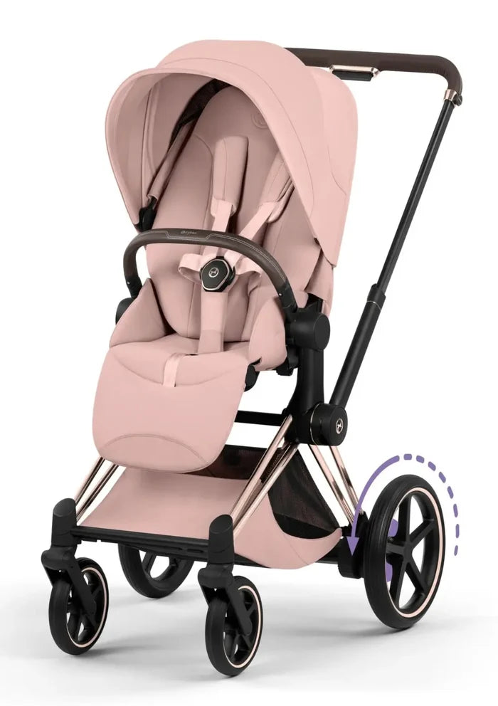 CYBEX e-Priam Style Collection Rosegold Rahmen 4in1 Set Faltbare Babywanne & Cloud T i-Size Plus mit Base T 360
