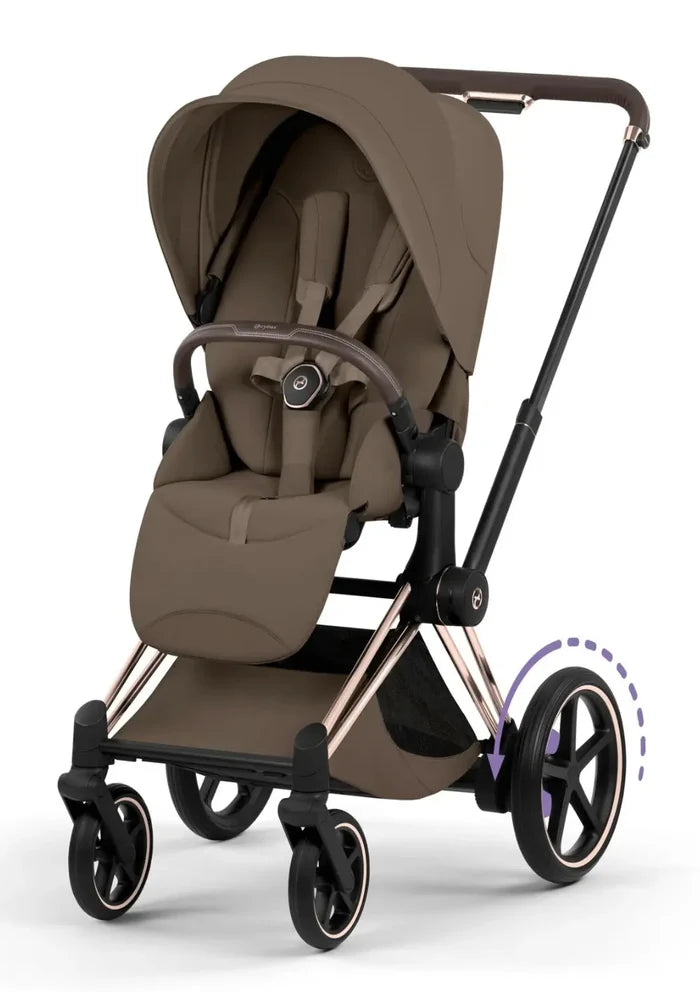 CYBEX e-Priam Style Collection Rosegold Rahmen 4in1 Set Faltbare Babywanne & Cloud T i-Size Plus mit Base T 360