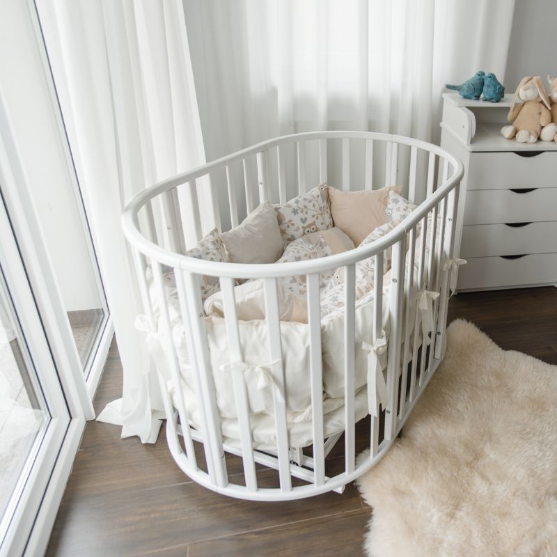KOTTO OLIN Babybett Buche Oval mit Matratze – Weiss – Ansicht 17