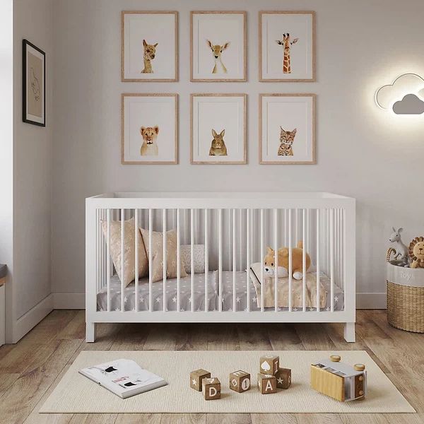 Babybett Alexander 140 x 70 cm Weiss umbaubar zum Kleinkinderbett
