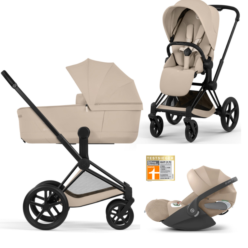 Cybex Priam 5 Comfort Kombikinderwagen 3in1 Set | Mit Cloud T i-Size Plus Babyschale & faltbarer Babywanne